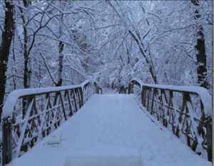Snowy winter trails at Irvine Park in Chippewa Falls in February